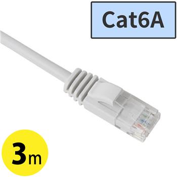 Cat6AスリムLANケーブル 3m　ライトグレー