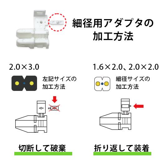 ケーブルホルダーの細径用アダプタの加工方法