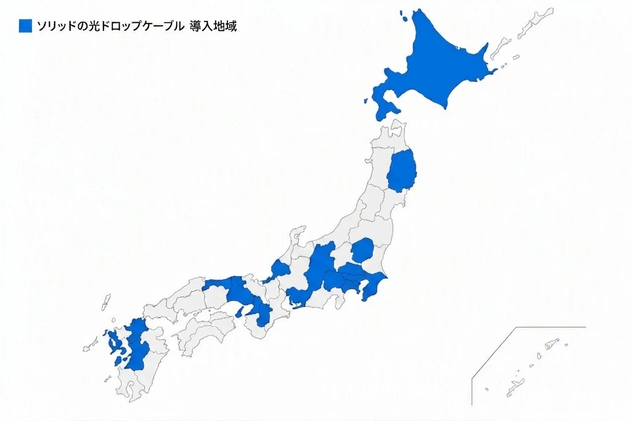 CATV事業者での光ドロップ導入実績 全国での導入地域