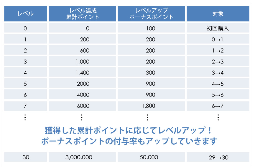 レベルアップポイントについて